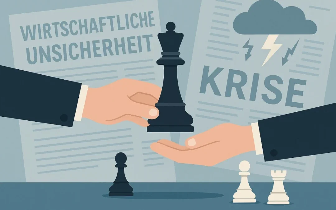 Unternehmensverkauf Wirtschaftliche Unsicherheit Illustration